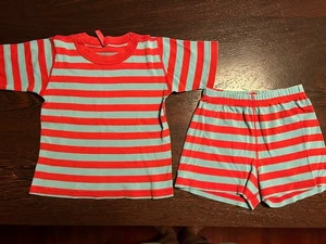 Hanna Andersson Baggy PJ Pajama Shorts Set Red Blue Size 100 4 Vintage - Picture 1 of 8