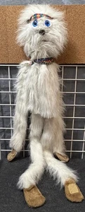 Vtg Mopkins 1989 Furry Plush Wrap Around Hand Puppet 29” White W/ Blue Eyes - Picture 1 of 2