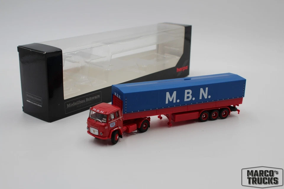 Herpa Scania LB 76 Planen-Sattelzug "M.B.N." No. 87MBS026192 1:87 /HN2818 - Image 1 of 1