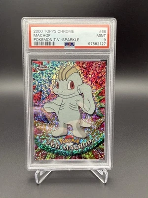 PSA 9 MINT SPARKLE Machop #66 (Topps Chrome Series) Holo Pokemon Card Low Pop 11 - Image 1 of 2