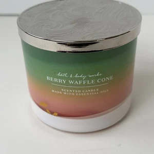 Bath & Body Works Berry Waffle Cone 3-Wick Candle NEW - Picture 1 of 7