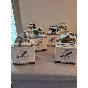 American Rustic Hand-Painted Cold-Cast Christmas Village 1989 Complete Set - Bild 1 von 15