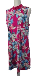 Tommy Bahama Golf Dress Size XL Pink Tropical Print Sleeveless Zip V-neck - Picture 1 of 15