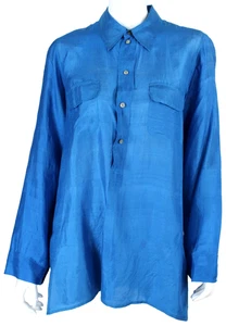 DOSA Hemd royalblau Seide gewebt Knopfleiste 4 - Bild 1 von 17