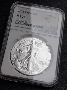 Moneda de ataque cabeza de águila de plata NGC MS70 2025 EE. UU. - Imagen 1 de 5