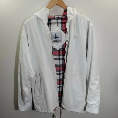 Abrigo de lluvia con capucha Misty Harbor para mujer forro de algodón a cuadros blanco talla M Foto 1 de 4