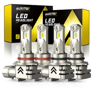 9006 9005 LED Headlights Kit Combo Bulbs 6000K High Low BEAM Super White Bright - Picture 1 of 12