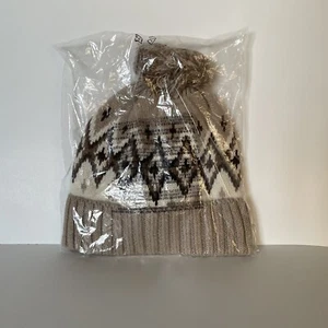 Old Navy Unisex Tan & Brown Beanie Knit Hat L-XL - Picture 1 of 2