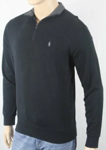 Polo Ralph Lauren Black 1/2 Half Zip Sweater Grey Pony NWT - Picture 1 of 1