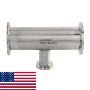 REDUCING TEE KF-40 to KF-16 / NW-40 to NW-16 Vacuum Fitting SS304 LoCo SCIENCE - Picture 1 of 5