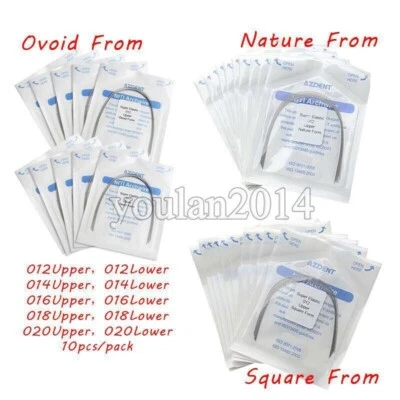 Paquete de 10 cables de ortodoncia dental súper elásticos Niti arco redondo ovoide forma cuadrada Foto 1 de 4