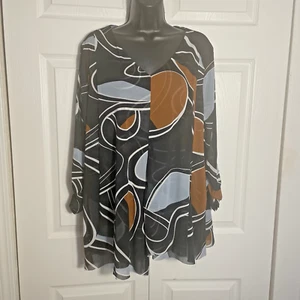 Camisa Alfani Mujer 3X Multicolor Geométrica Fluida Túnica Capricho Hada Top - Imagen 1 de 10