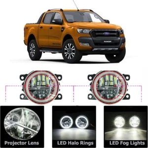 LED Fog Light Kit Angel Eye Rings DRL Daytime Running Lamp Fit For Ford Ranger - Picture 1 of 12