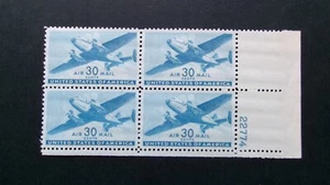 1944 #C30 30c Transport Plane Plate Block #22774 LR MNH OG VF "Incs New Mount" - Picture 1 of 1