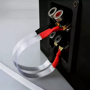 4 pz 8 N OCC cavo jumper altoparlante cavo ponte piatto con terminale vanga a Y NUOVO - Foto 1 di 7