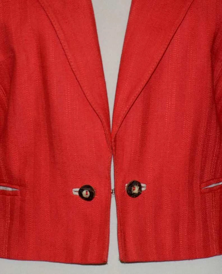 RED Women LINEN German Short Summer Hunting Riding Dress Suit Coat JACKET / 8 S - Image 1 of 4