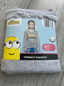 MINIONS CHILDRENS SWEATSHIRT SIZE 6-7..GREY WITH MINIONS TRANSFER.. - Picture 1 of 2