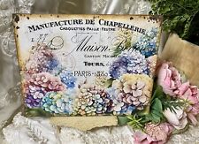 French Hydrangea Shabby Chic PARIS 1889 Handcrafted Plaque / Sign