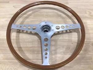 Vintage 16” Mahogany Wood Jaguar Style Spline Shaft Steering Wheel - Picture 1 of 14