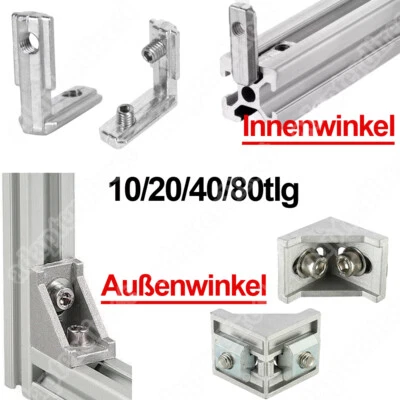 Innenwinkel Außenwinkel Aluprofil Nut 6|8 Für 20x20 30x30 40x40 Profilverbinder - Bild 1 von 4