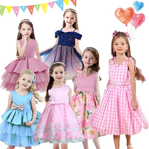Kids Flower Girls Bridesmaid Dress Princess Party Wedding Birthday Proms Outfit - Picture 1 of 37