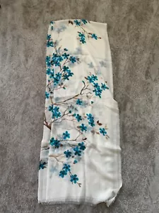 Begg Cashmere Scarf/ Shawl Blue Floral Design 100% Cashmere Lightweight & Soft - Picture 1 of 4
