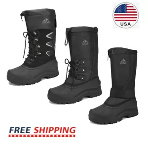 US Men's Waterproof Winter Snow Boots Fur Liner Lightweight Outdoor Tall Booties - Picture 1 of 14