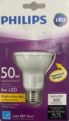 PHILIPS 50-Watt "Classic Glass" PAR20 Dimmable Bright White LED Flood Light  - Image 1 of 2