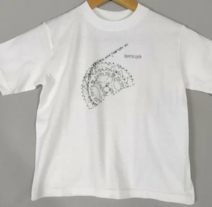 Spindaroos Shirt Child 5 White Born to Cycle Short Sleeve Cotton Crew - Picture 1 of 10