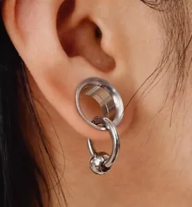 1/2" TUNNEL & 10g PERLEN Klappreifen für GESTRECKTE OHREN. Chirurgenstahl. - Bild 1 von 8