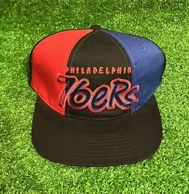 De colección Años 90 Philadelphia 76ers Sixers Script Starter Burbuja Letras Snapback Sombrero Nuevo Foto 1 de 4