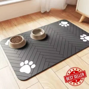 Pet Feeding Mat-Absorbent Pet Placemat for Food and Water Bowl, with Waterproof - Picture 1 of 11