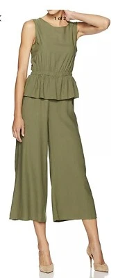 Usado en Excelente Condición Mono Max Studio Para Mujer Verde Oliva Talla S Recortado Pierna Ancha $138 Foto 1 de 3