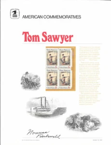 #4 8c Tom Sawyer Stamp #1470 USPS Commemorative Stamp Panel w/Rockwell Signature - Picture 1 of 1