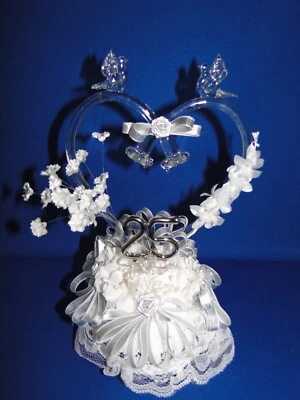 Nuevo Elegante Corazón de Vidrio Soplado, Campanas Gemelas, 25 Aniversario de Boda Caketop #45 Foto 1 de 4