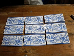 Fliesenbordüre Keramik Vintage Weiss Blau - Bild 1 von 1