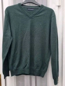 Trusardi Men's Green V- Neck Jumper Sweater L - Picture 1 of 3
