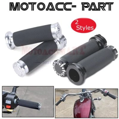 Motorcycle Hand Grips Fits 1" Handlebar For Harley Chopper Bobber Cruiser Honda - Image 1 of 4