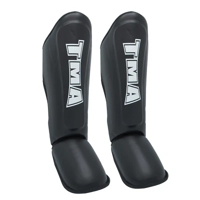 TMA Leather Shin Instep Protector Pads MMA Leg Foot Guard MuayThai KickBoxing - Image 1 of 4