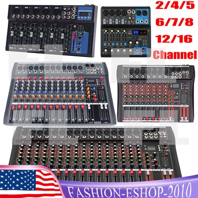 2/4/5/6-16 Channel Mixing Console Sound USB Bluetooth Live Studio Audio Mixer - Image 1 of 4