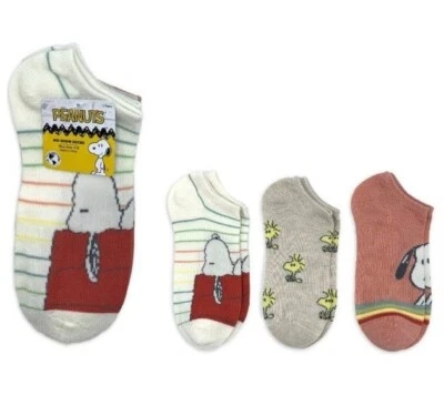 Calcetines para mujer Peanuts estampados No Show, paquete de 3, talla de zapato 4-10 Foto 1 de 4