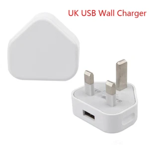 UK USB Wall Charger 3 Pin Plug Mains Adapter For Phones Controllers Tablets - Zdjęcie 1 z 5