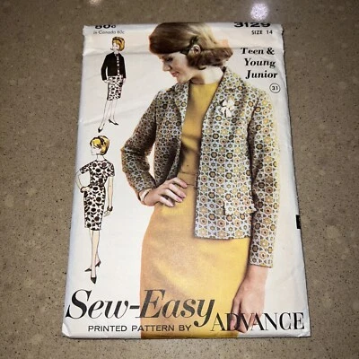 Vtg Sew Easy Advance Short Sleeve Dress Collared Jacket Teen Sz 14 - Image 1 of 4