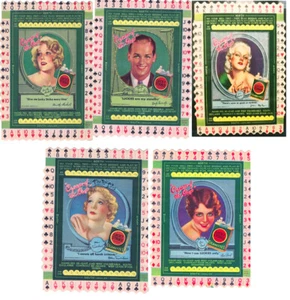 Antique Rare 1930s Mint Set of 5 Lucky Strike T13 Bridge Cards Milton Work Cream - Picture 1 of 2