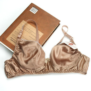 Pure Silk Wireless Soft Cup Unpadded Bra Sleep Underwear 34 - 42 C Bralette Lady