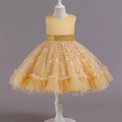 New Kids Pearl Princess Dress Girls Dresses for Wedding Evening Party Embroidery - Image 1 of 4