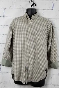 Tommy Hilfiger Khaki Green Plaid Classic Button Front Shirt size 16 32/33 - Picture 1 of 11