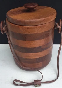 Cubo de hielo MCM Dinamarca Luthje madera de teca-inserto y pinzas - Imagen 1 de 9