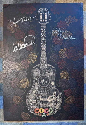 Disney Pixar Autographed Coco Movie Poster - Coco Lithograph Guitar Poster 2017 - Image 1 of 4