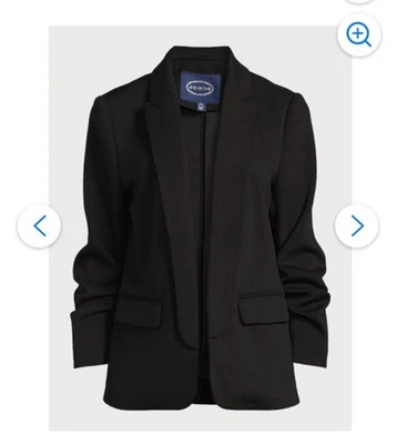 Scoop Stretch Knit Open Blazer Size XL Ruched Sleeves Black NWTs! $34 - Image 1 of 4